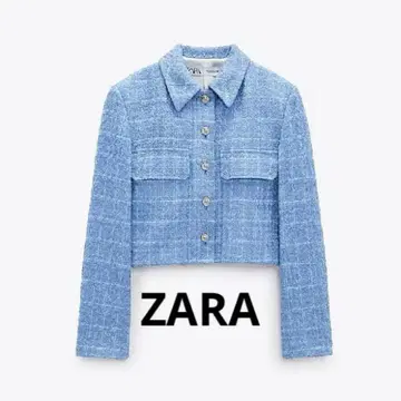 ZARA 자라 자켓 아우터 코트 트위드 블루 스카이블루 파랑 새상품