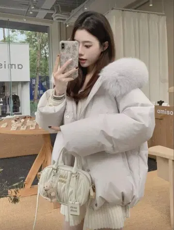 SHEIN 다운 자켓 그레이 블루 S