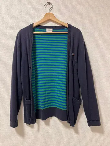 LACOSTE 네이비 가디건 [ 트리콜로르 로고 ]