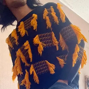 [ used ] bicolor 프린지 knit