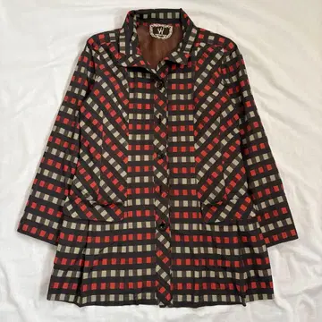 쇼와 레트로 체크 무늬 자켓 미들 기장 터키 원단 일본제 M 빈티지