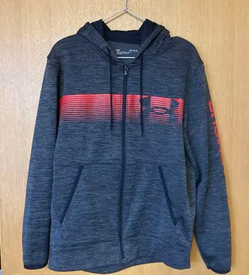 Under Armour 그레이/레드 속기모 풀 지퍼 후디 M