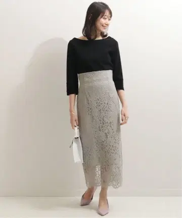 NOBLE 노블 레이스 I 라인 롱 타이트 스커트 일본제 36