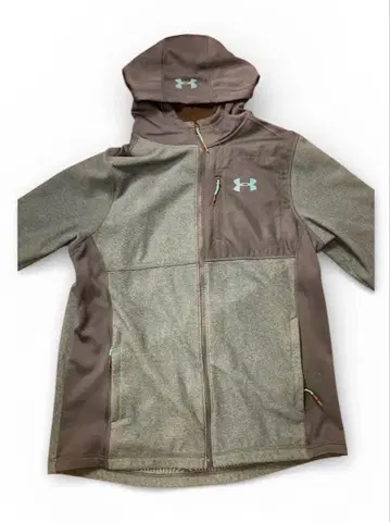 언더아머 후드 부착 그레이 후드티 블루