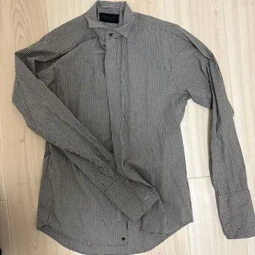 MAZZO 윙카라 셔츠 신랑용 깅엄 체크 M 사이즈