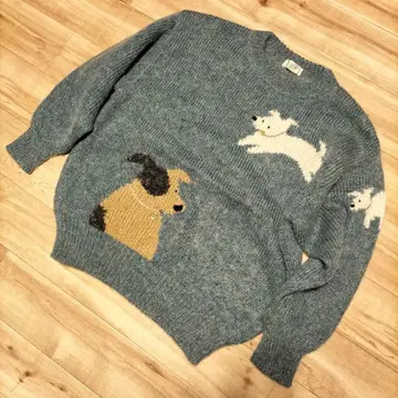 빈티지 니트 개 동물