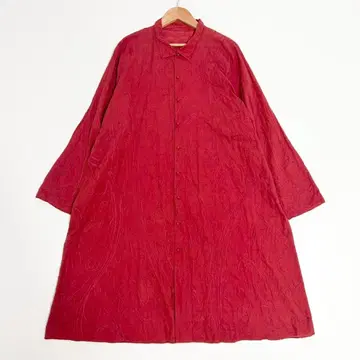 요건 레일 총 자수 원피스 빨간색