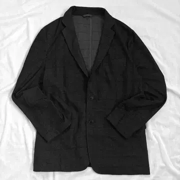 INSPIRE 얇은 소재 경량 테일러드 자켓 체크 차콜 그레이 M