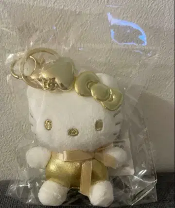 산리오 한국 한정판 헬로키티 골드 봉제 인형 키링