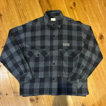 NUMBER (N)INE 그레이/블랙 체크 플란넬 셔츠 사이즈 2