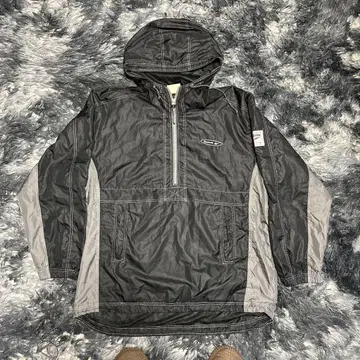 [ 레어 ] Reebok 리복 하프 지퍼 후드티 나일론 XL 블랙