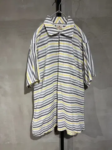 60s 빈티지 애로우 스트라이프 셔츠 오픈 카라