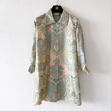 FOXEY 폭시 / 실크 100% 페이즐리 원피스 롱 셔츠