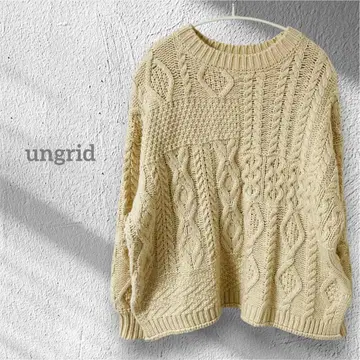 Ungrid 언그리드 패치워크 케이블 니트 스웨터 아이보리