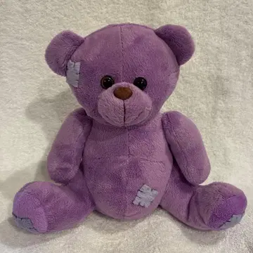 에네스코 테디베어 패치 부착 봉제 인형 라벤더 보라색