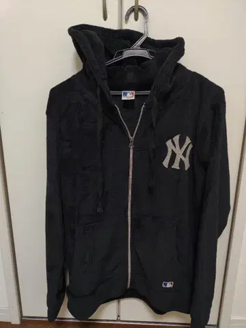 뉴욕 양키스 풀 집업 후드티 블랙 L