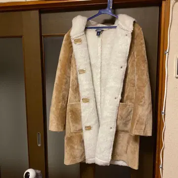 Lands' End 베이지 플리스 롱 코트 XL