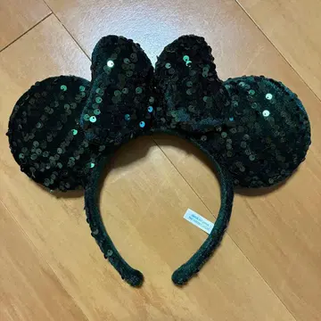 도쿄 디즈니랜드 머리띠 미니 벨로아 스팽글 그린