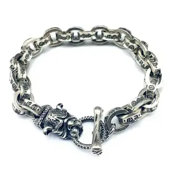 80s 빈티지 멕시칸 체인 도그 팔찌 실버 925