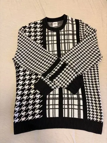 기간 한정 특별 가격 일본 정품 ZARA 하운드투스 체크 니트 스웨터
