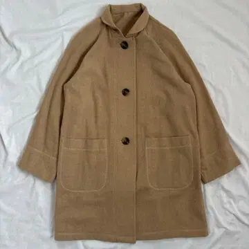 경량 천연모 혼방 래글런 슬리브 롱 자켓 루즈핏 여성용 M