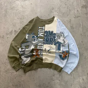 톰과 제리 USA 구제 의류 맨투맨 트레이닝복 캐릭터 프린트