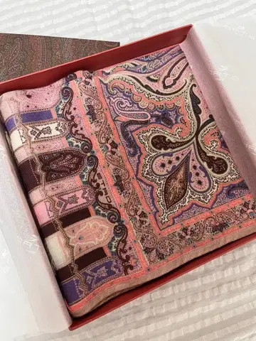 ETRO 페이즐리 무늬 스카프 핑크 (140cm x 45cm)