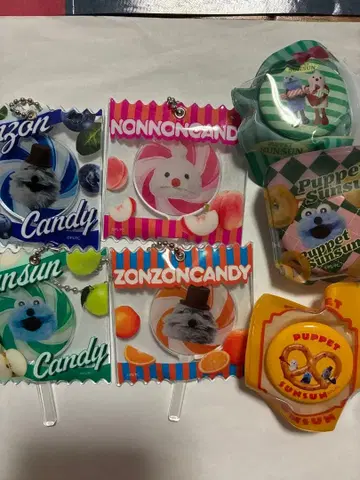 퍼펫 순순 캔디 스토어 캔디 키링, 슬라이드 파우치 캔 배지