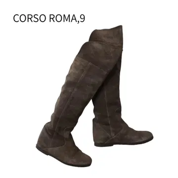CORSO ROMA,9 스웨이드 니하이 롱 부츠 다크 브라운