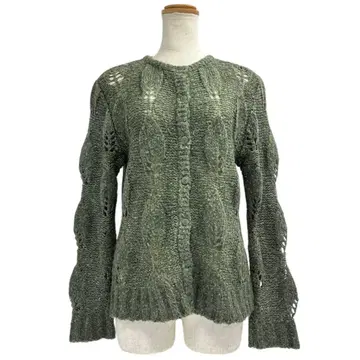 새상품급 ECRU 울 혼방 니트 가디건 이탈리아제 F 올리브 그린