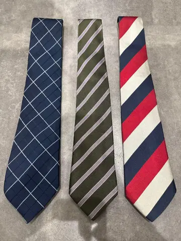 넥타이 3개 세트 네이비 체크 무늬