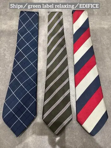 넥타이 3개 세트 네이비 체크 무늬
