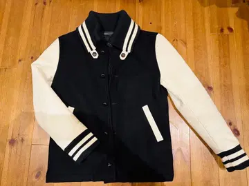 Magine 바시티 자켓 가죽 자켓 소가죽 울 호두 단추