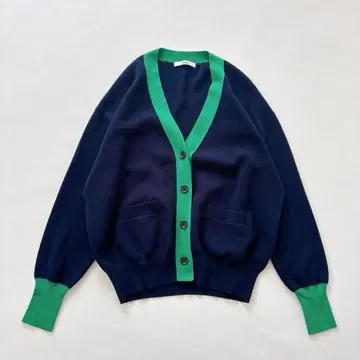 저널 스탠다드 레리움 배색 V넥 가디건 코튼 니트