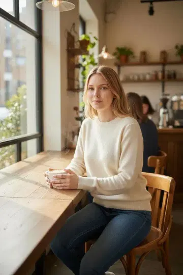 유니클로 아이보리 캐시미어 크루넥 스웨터 M