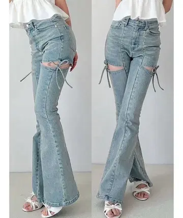 리젝시 RESEXXY 컷 아웃 리본 데님 팬츠 M