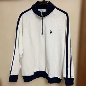 하프 지퍼 트레이닝복 화이트/네이비