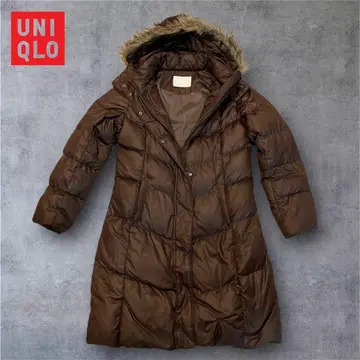 UNIQLO 올드 유니클로 프리미엄 다운 브라운 롱 코트 M