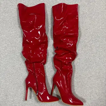 에나멜 니하이 부츠