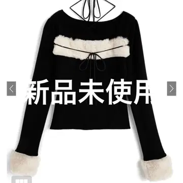 그레일 퍼 홀터넥 리본 니트탑[ru1387]