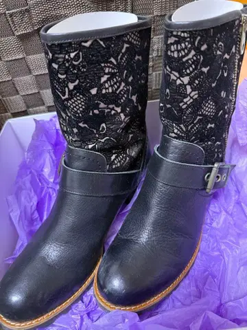 ANNA SUI 안나수이 숏부츠 레이스 사이드 지퍼