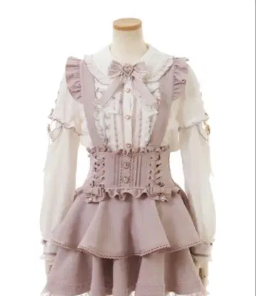 LIZLISA 컷 아웃 슬리브 블라우스 화이트 핑크