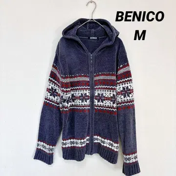 BENICO 노르딕 무늬 니트 후드티 그레이 계열