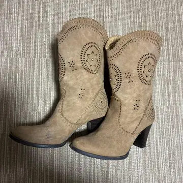 베이지 스웨이드 웨스턴 부츠 M