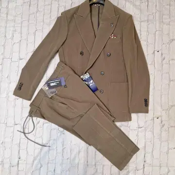 G-STAGE 더블 브레스트 캐주얼 수트 브라운 코듀로이 스트레치