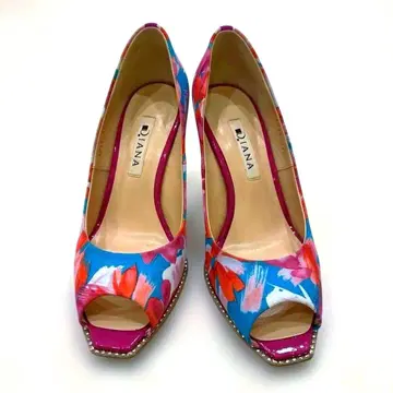 DIANA 플라워 프린트 오픈토 하이힐