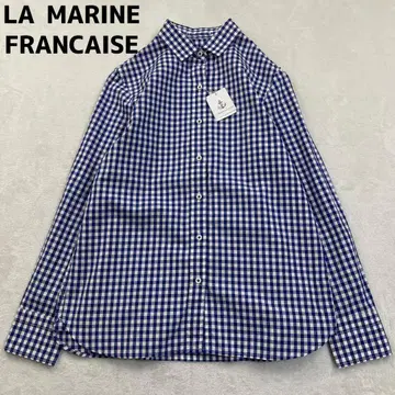LA MARINE FRANCAISE. 깅엄 체크 셔츠 블루 화이트