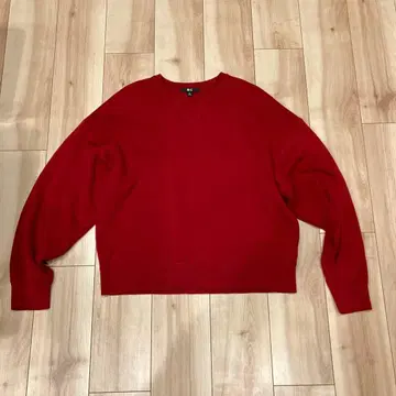 유니클로:C 레드 XL 스무스 코튼 크루넥 스웨터