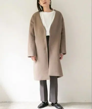 [컨디션 최상] LOWRYS FARM 메리노 노카라 롱 코트