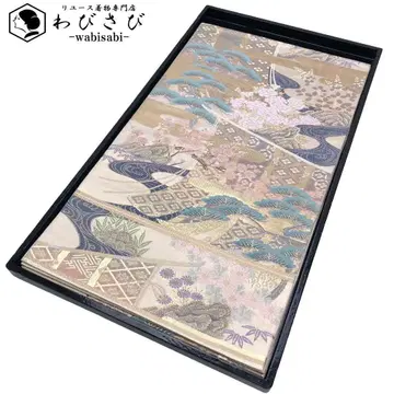 후쿠로 오비 사계절 꽃 무늬 흐르는 물 소나무 금실 O-5880